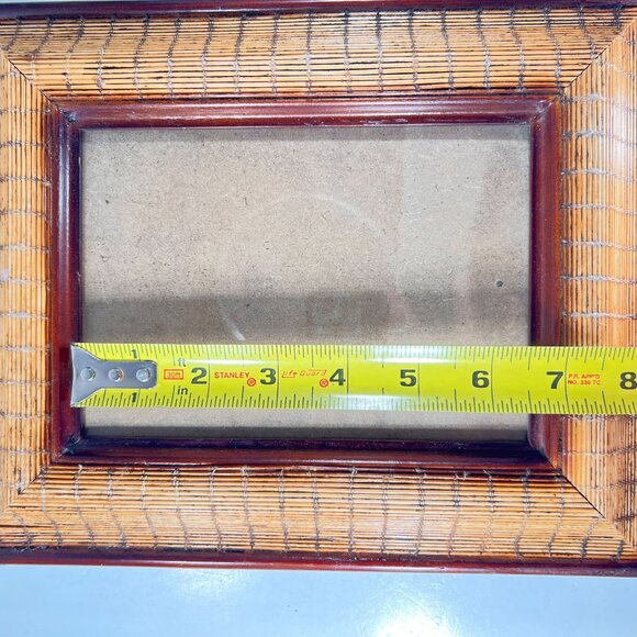 Vtg Sicura Wood Wicker Rectangular Picture Frame 5x7 photo easel Boho Rustic - Picture 16 of 16